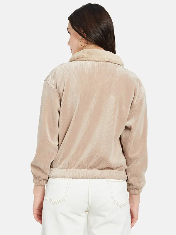 Mettle Women Cream-Coloured Sweatshirt