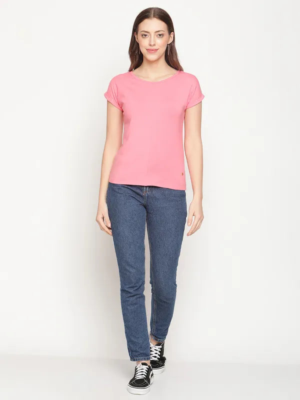 Mettle Women Pink Extended Sleeves T-Shirt