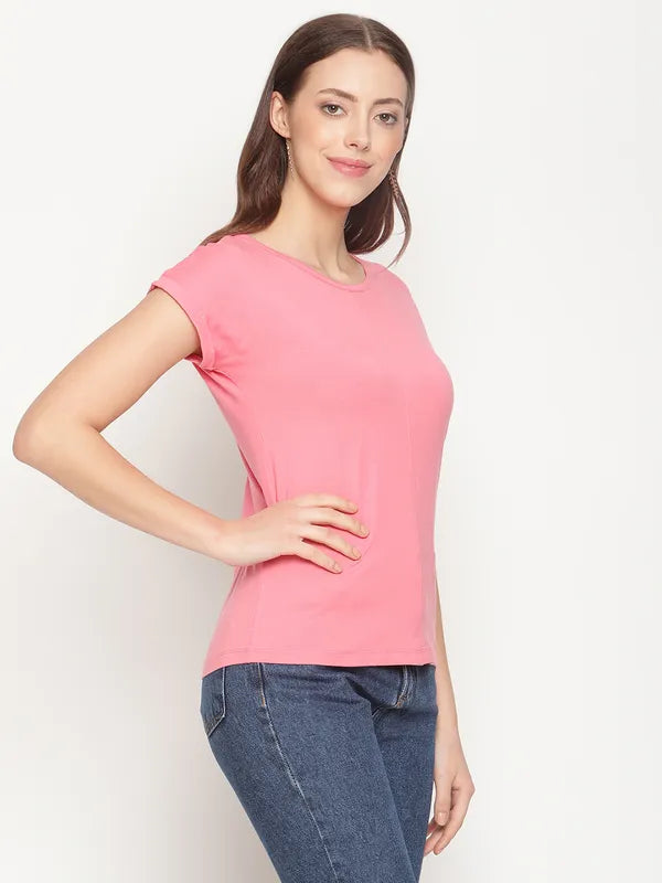 Mettle Women Pink Extended Sleeves T-Shirt