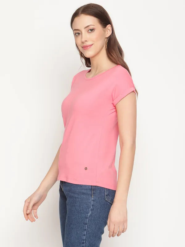 Mettle Women Pink Extended Sleeves T-Shirt