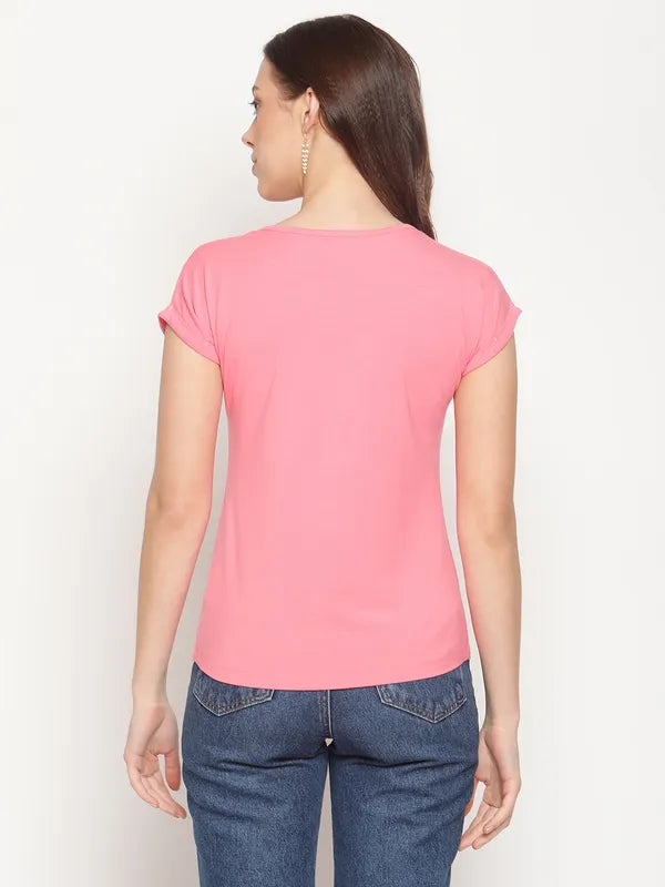 Mettle Women Pink Extended Sleeves T-Shirt