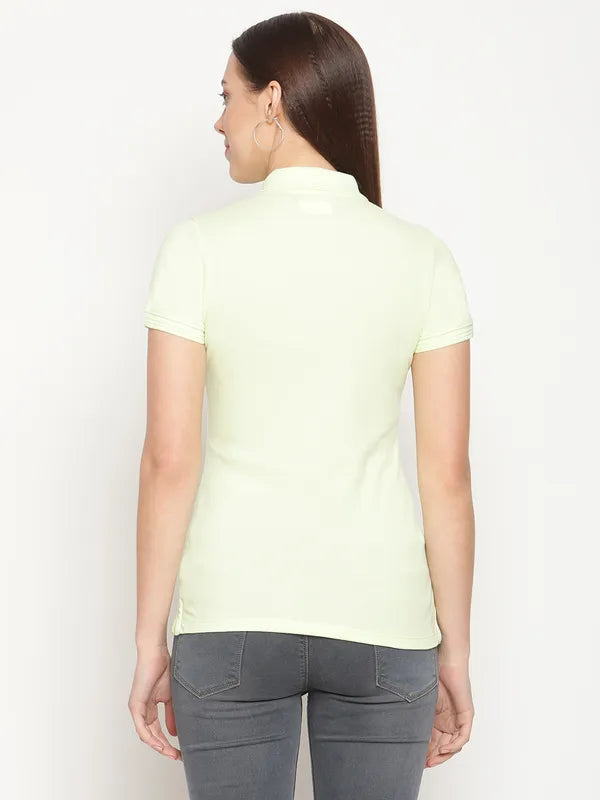 Mettle Women Green Polo Collar T-Shirt