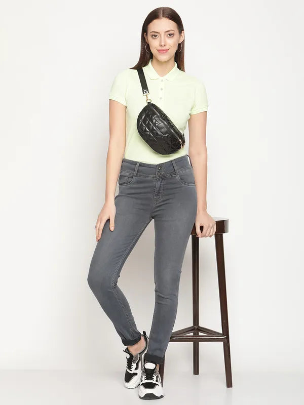 Mettle Women Green Polo Collar T-Shirt