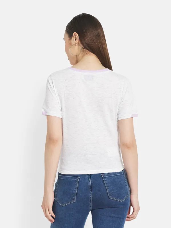 Women White Melange T-Shirt