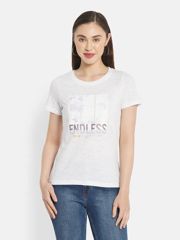 Women White Melange T-Shirt