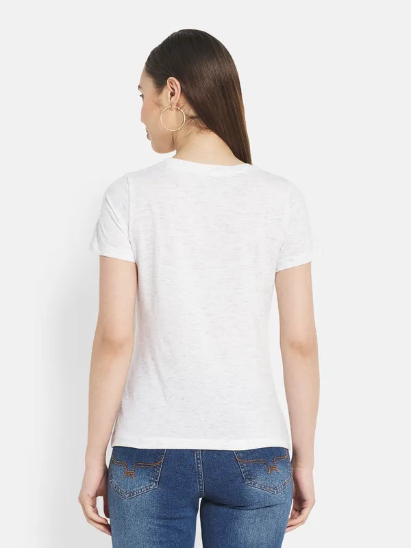 Women White Melange T-Shirt