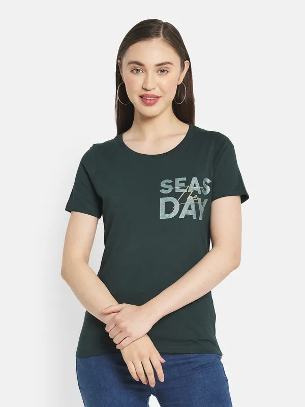 Women Mountain Green T-Shirt