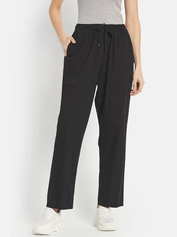 Women Solid Cotton Track Pants