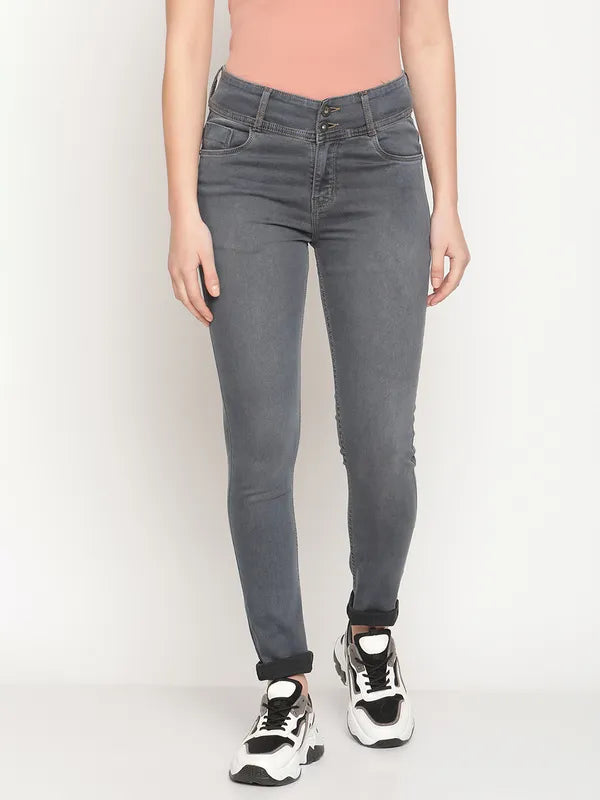 Mettle Women Grey Light Fade Stretchable Jeans