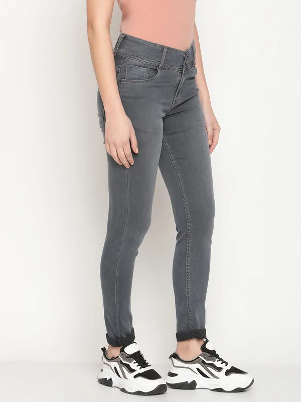 Mettle Women Grey Light Fade Stretchable Jeans