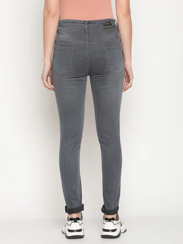 Mettle Women Grey Light Fade Stretchable Jeans