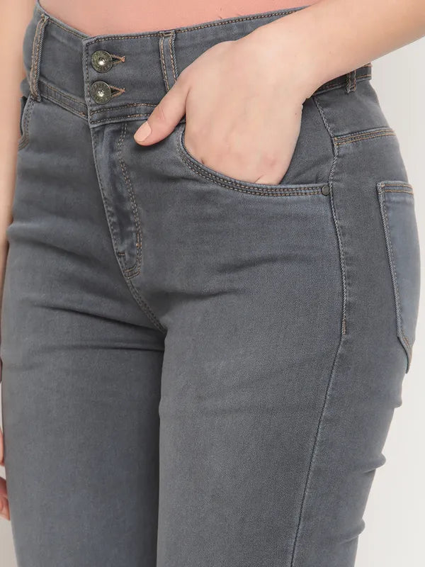 Mettle Women Grey Light Fade Stretchable Jeans