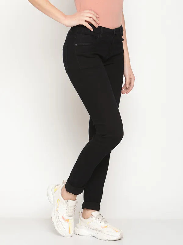 Mettle Women Navy Blue Stretchable Jeans