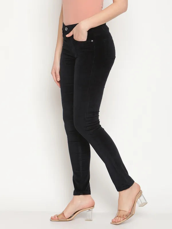 Mettle Women Navy Blue Stretchable Cotton Jeans