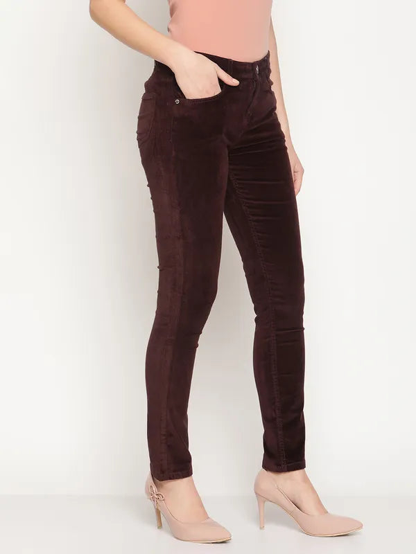 Mettle Women Maroon Stretchable Jeans