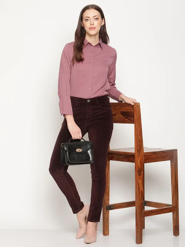 Mettle Women Maroon Stretchable Jeans