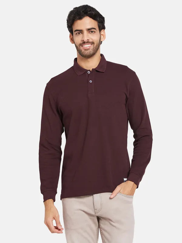 Mettle Men Maroon Polo Collar T-Shirt