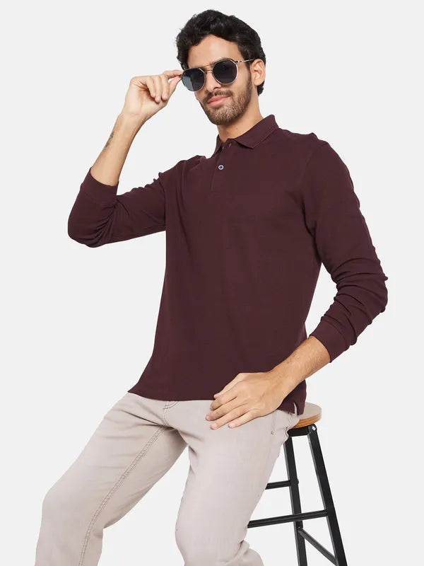 Mettle Men Maroon Polo Collar T-Shirt