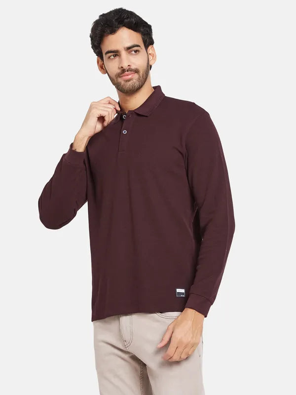 Mettle Men Maroon Polo Collar T-Shirt