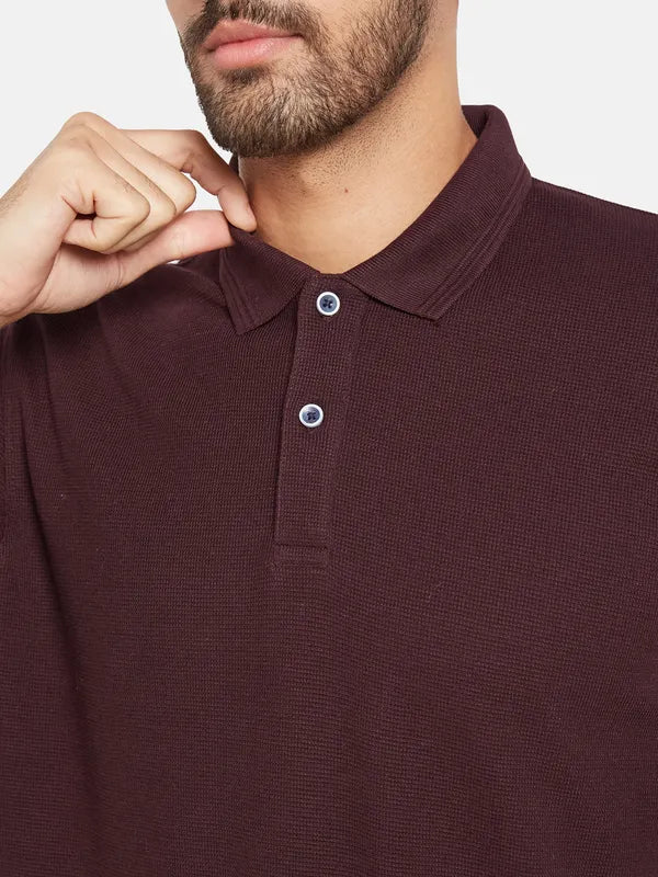 Mettle Men Maroon Polo Collar T-Shirt