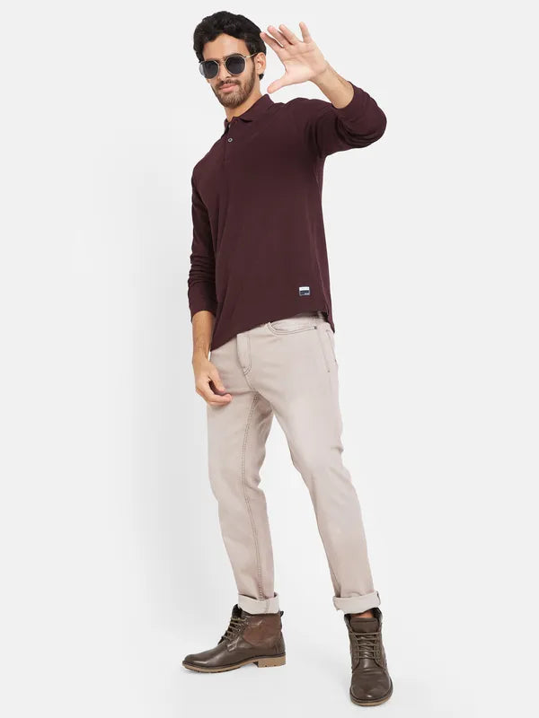 Mettle Men Maroon Polo Collar T-Shirt