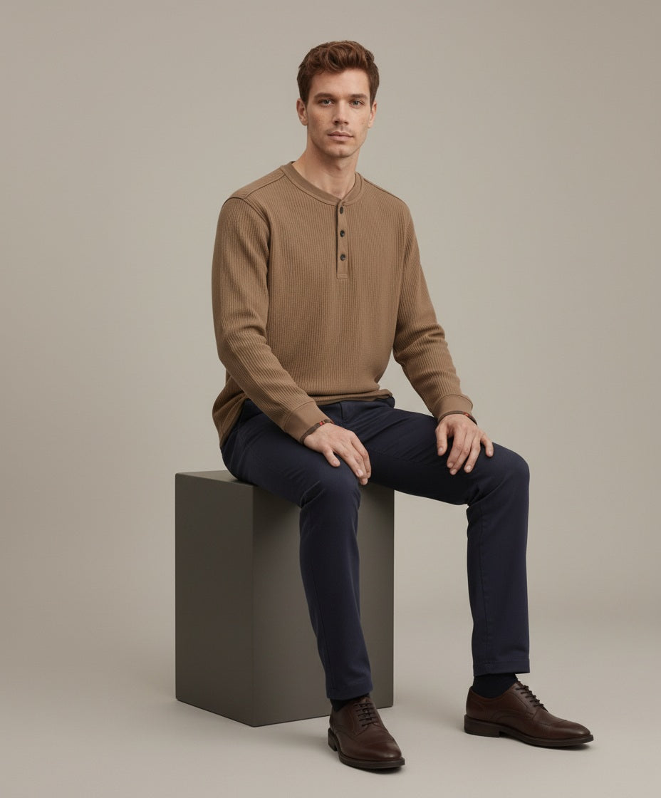 Men  Solid Henley Neck T-shirt