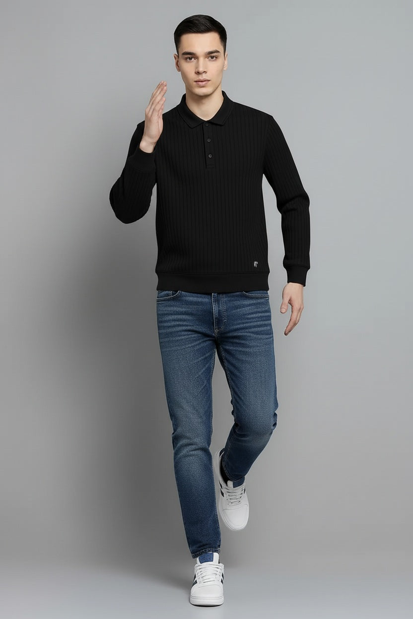 Men Striped Polo Collar T-shirt