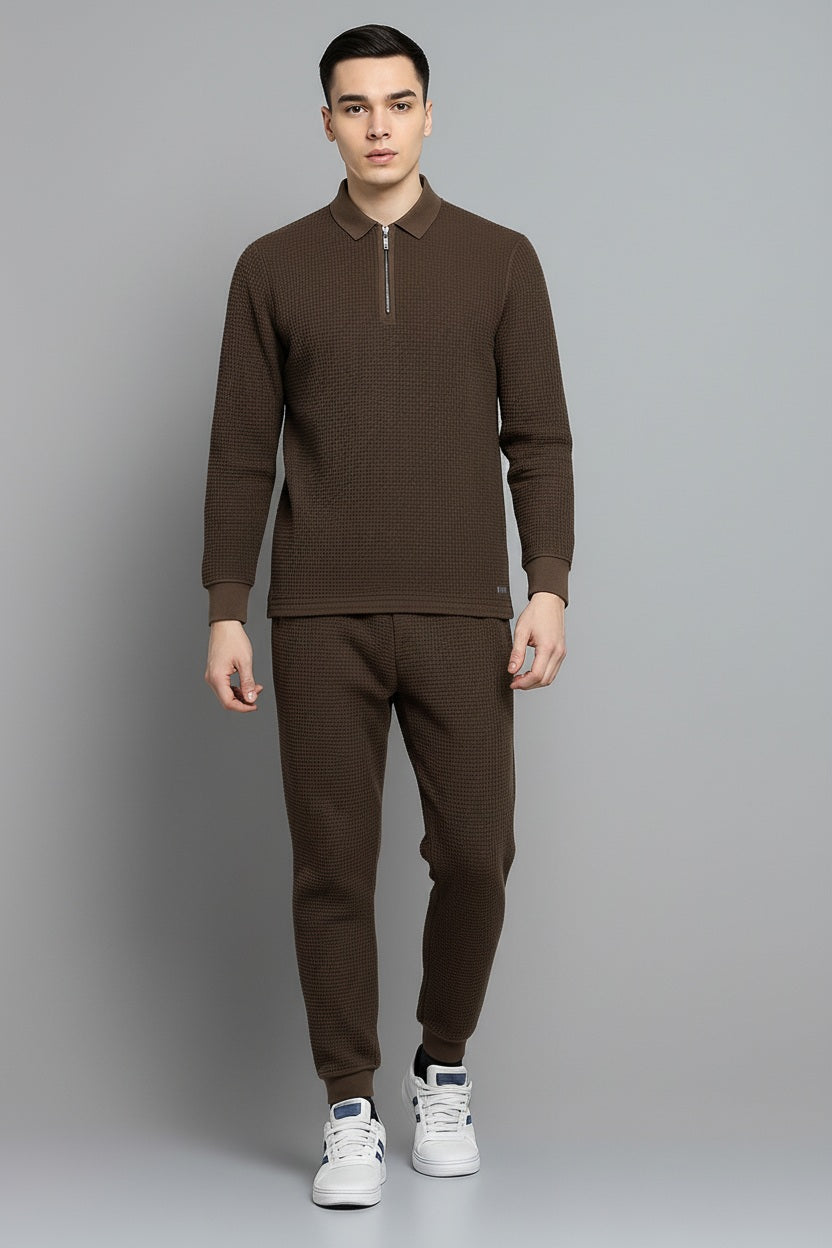 Men Coffee Solid  Polo Collar T-shirt