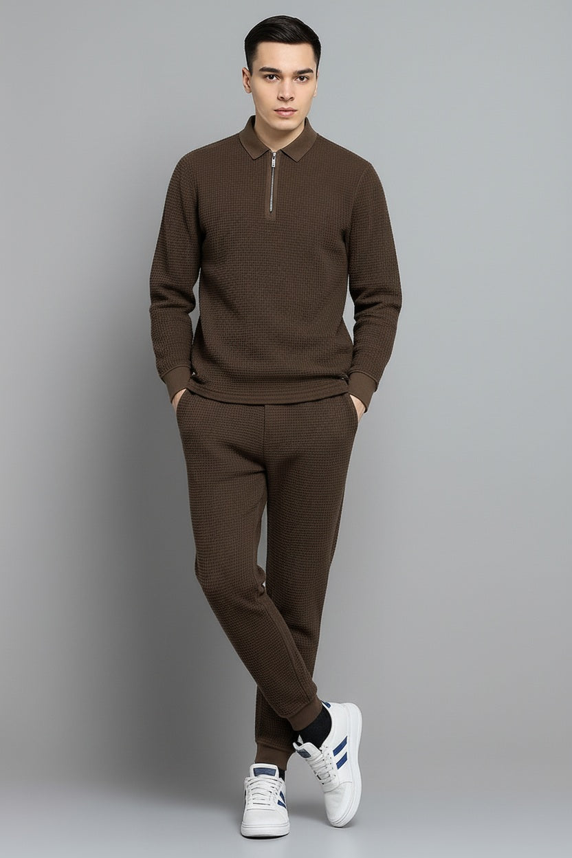 Men Coffee Solid  Polo Collar T-shirt