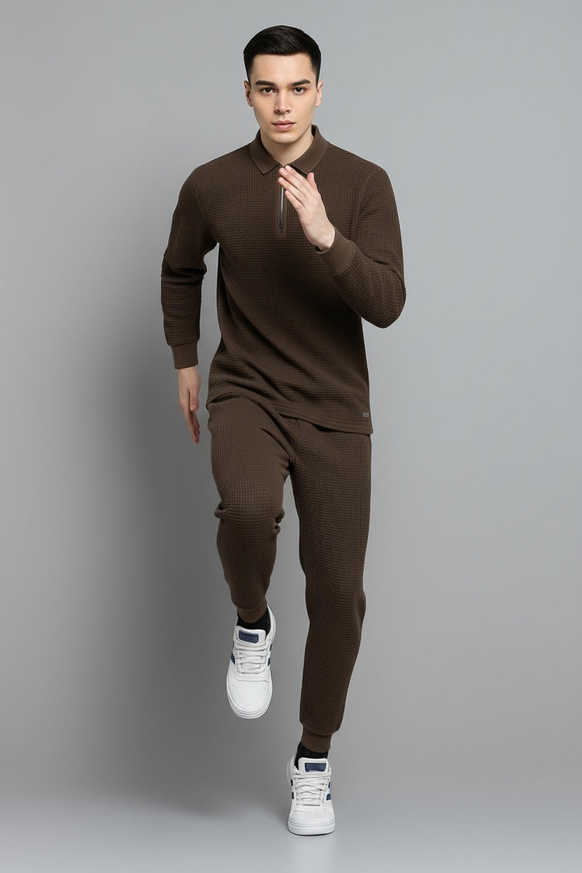 Men Coffee Solid  Polo Collar T-shirt