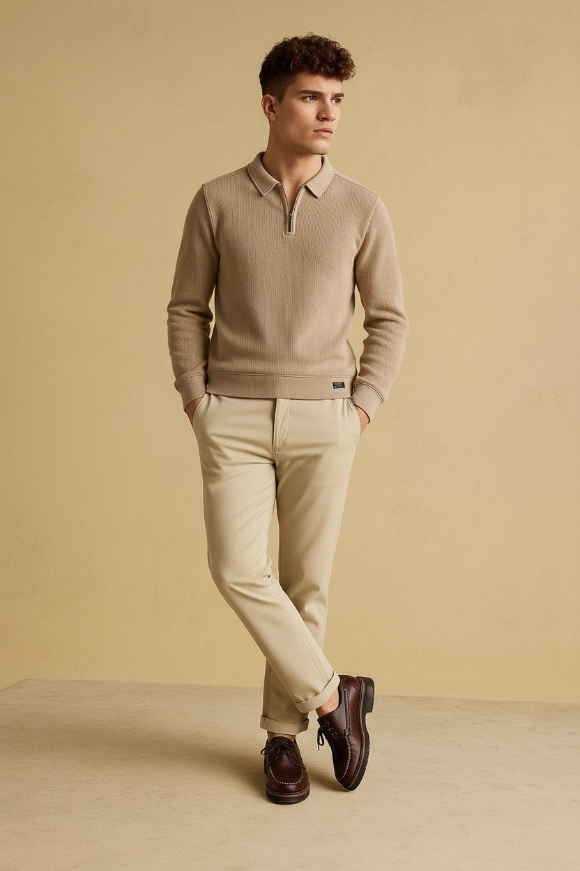 Men Stone Solid  Polo Collar T-shirt