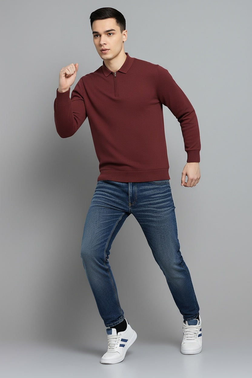 Men Solid Polo Collar T-shirt