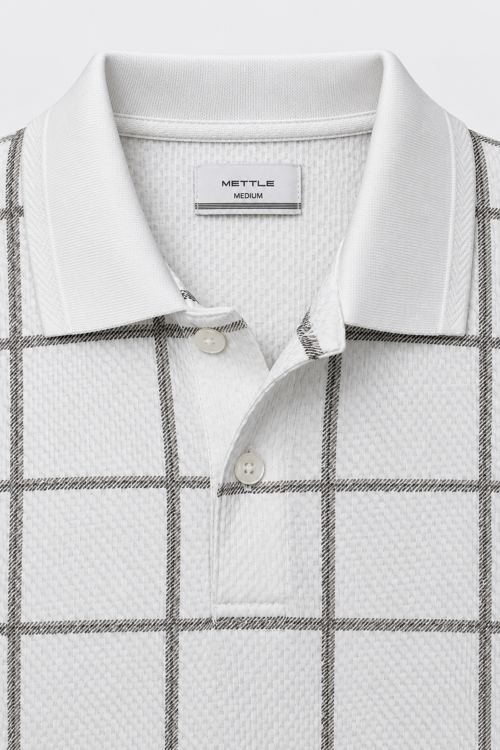 Men’s Stone Checked Knitted Lycra Full Sleeve Polo T-Shirt – Regular Fit