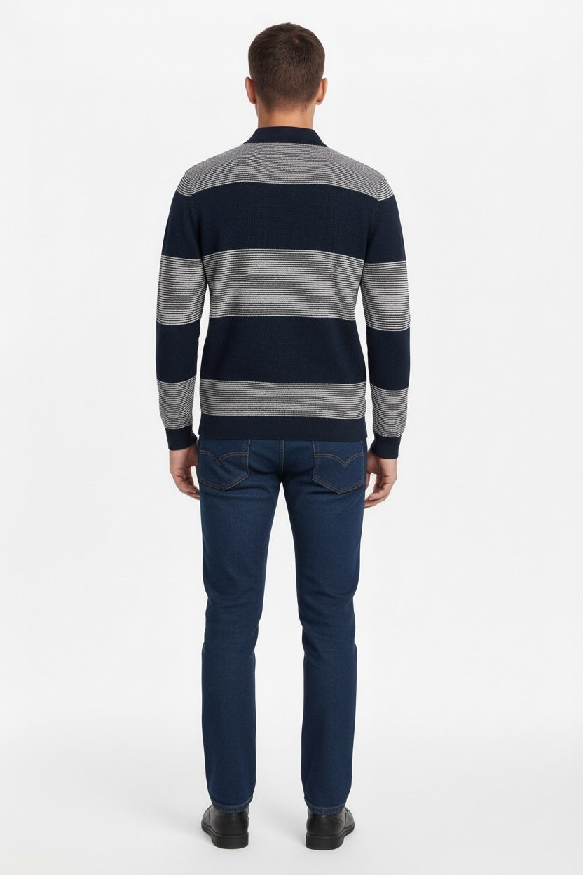 Men Striped Polo Collar T-shirt