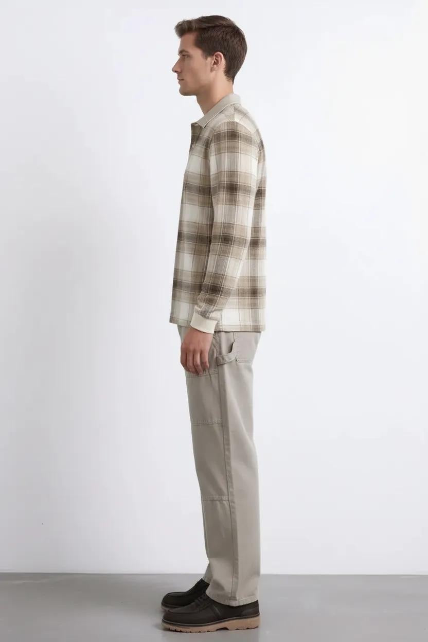 Men Checked Polo Collar T-shirt