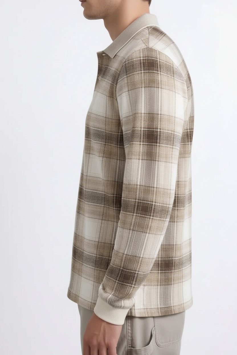 Men Checked Polo Collar T-shirt