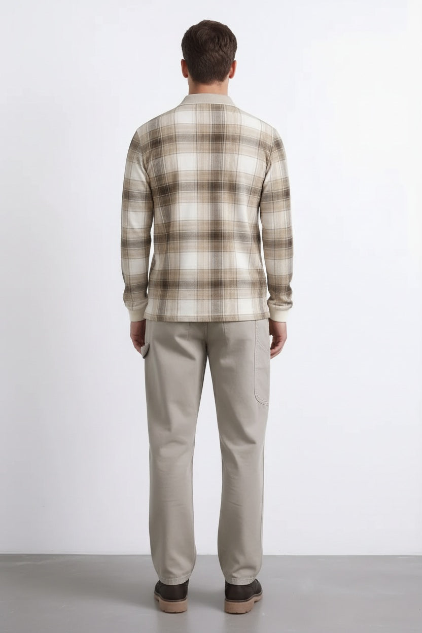 Men Checked Polo Collar T-shirt