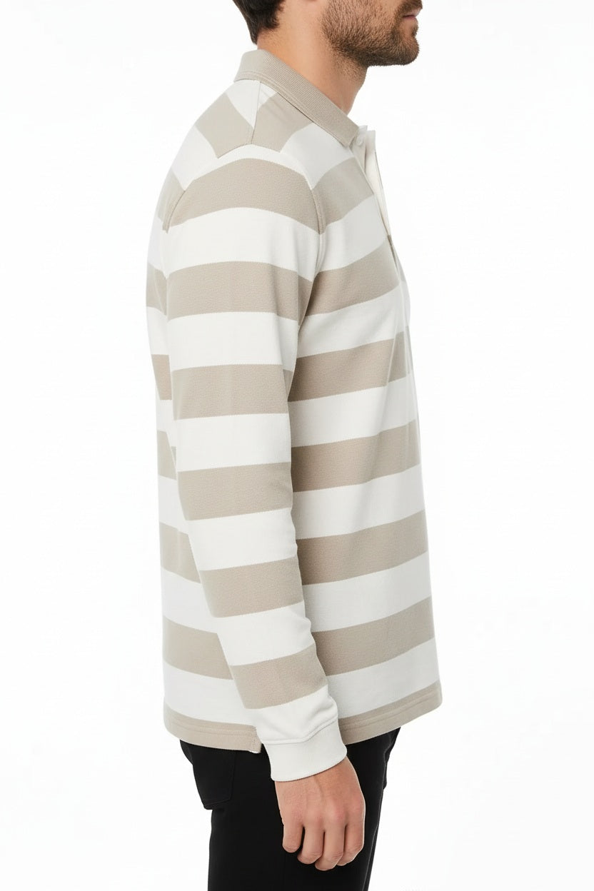 Men Striped Polo Collar T-shirt