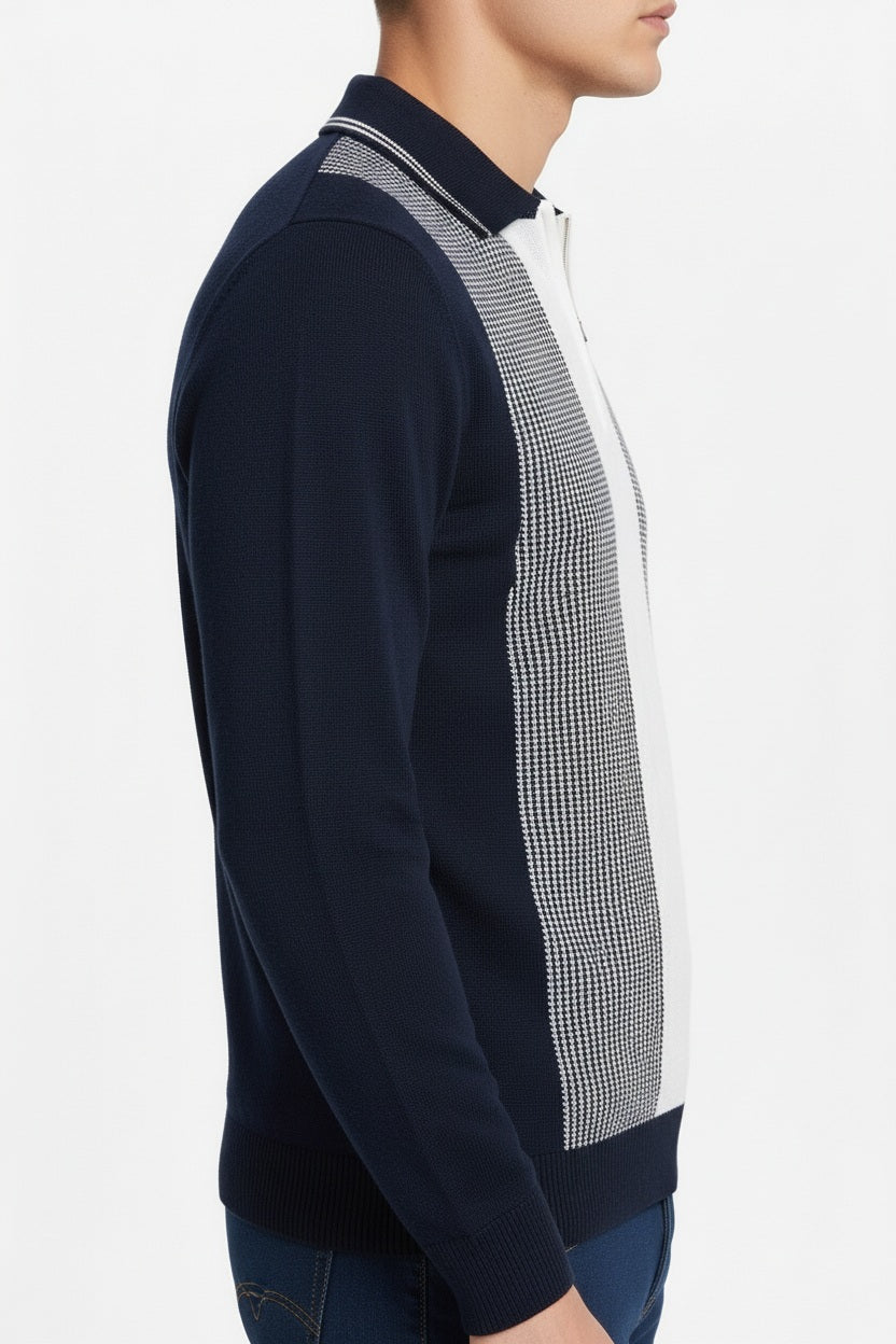 Men Striped Polo Collar T-shirt