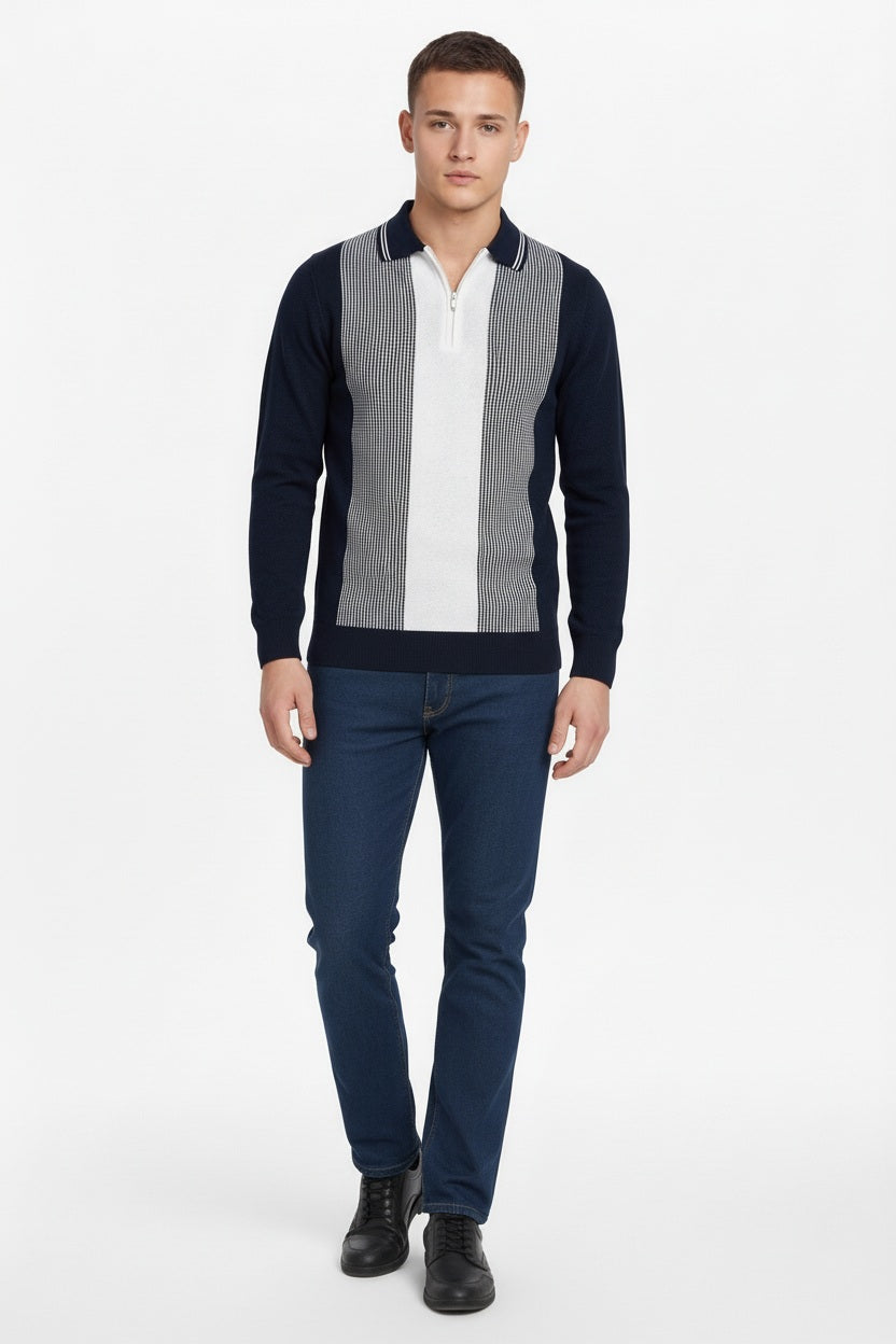 Men Striped Polo Collar T-shirt