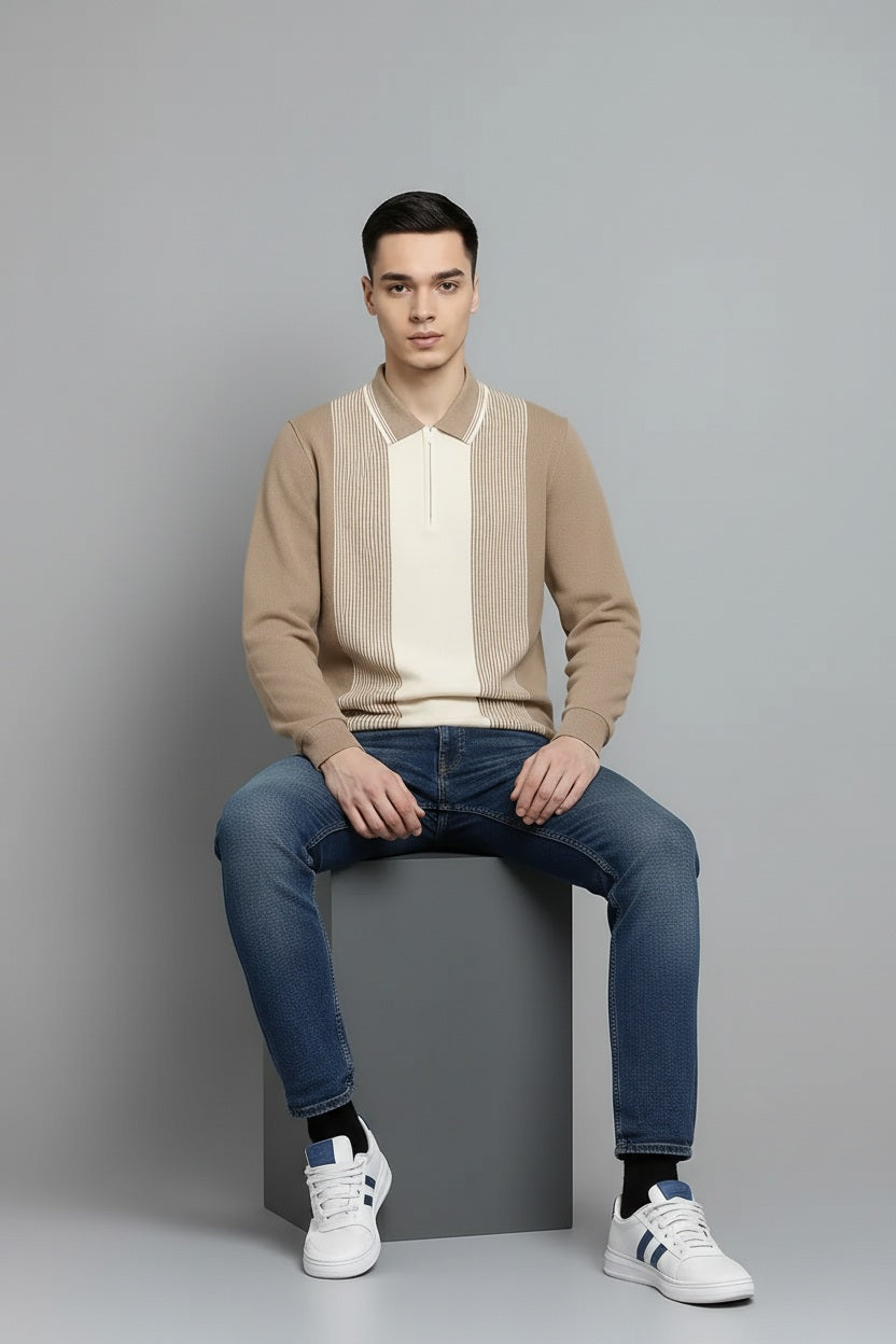 Men Colourblocked Polo Collar T-shirt