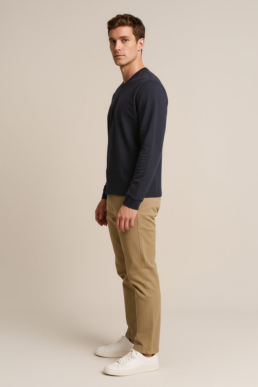 Men Solid V-Neck T-shirt