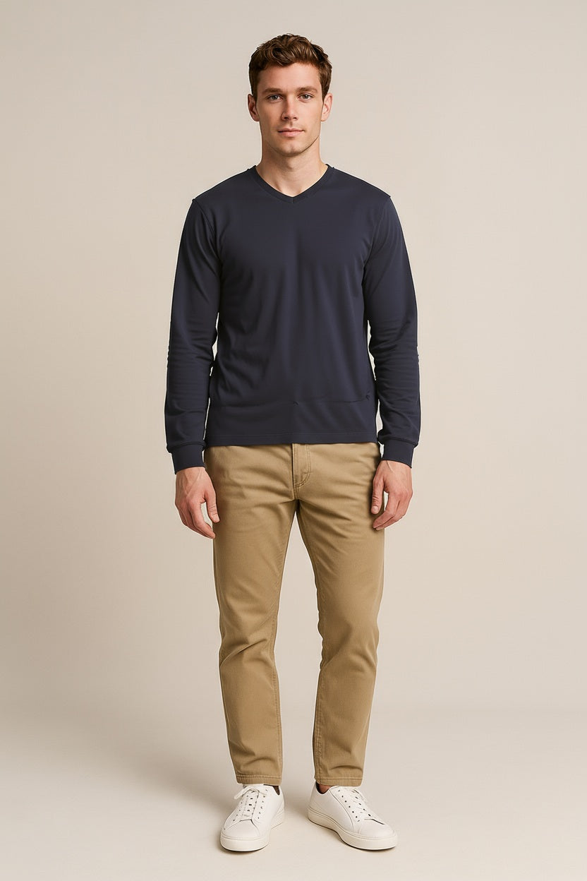 Men Solid V-Neck T-shirt