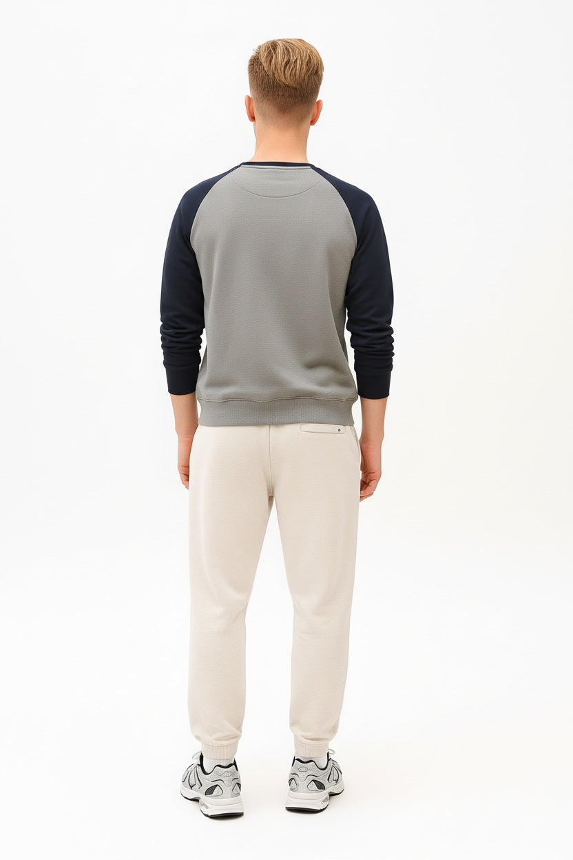 Men Grey Melange Typography Colourblocked Round Neck  T-shirt