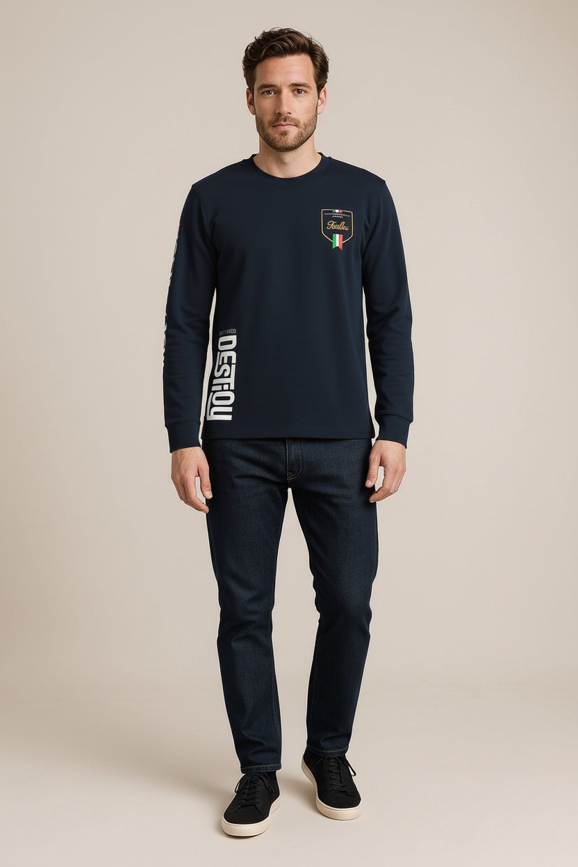 Men Typography Printed Round Neck T-shirt