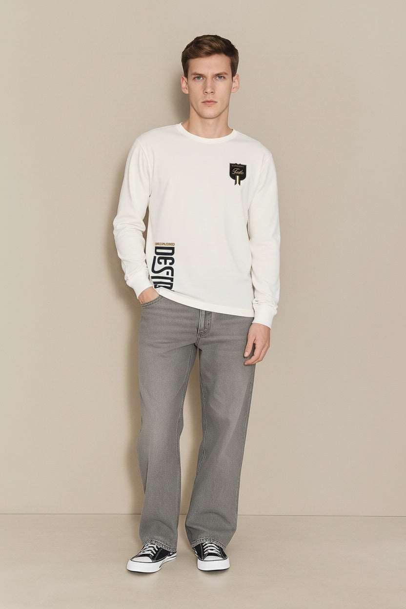 Men Typography Printed Round Neck T-shirt