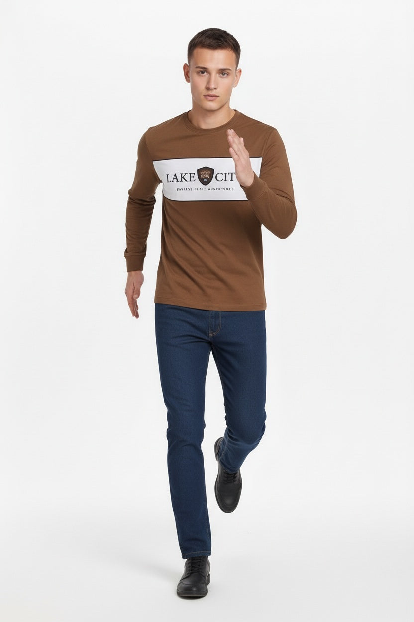 Men Typography Colourblocked T-shirt