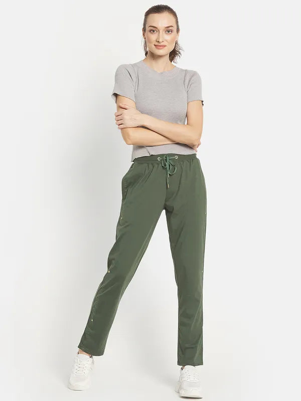 Women Solid Cotton Track Pants