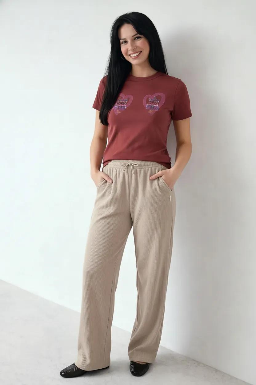 Women French Oak Regular Fit Textured Track Pants