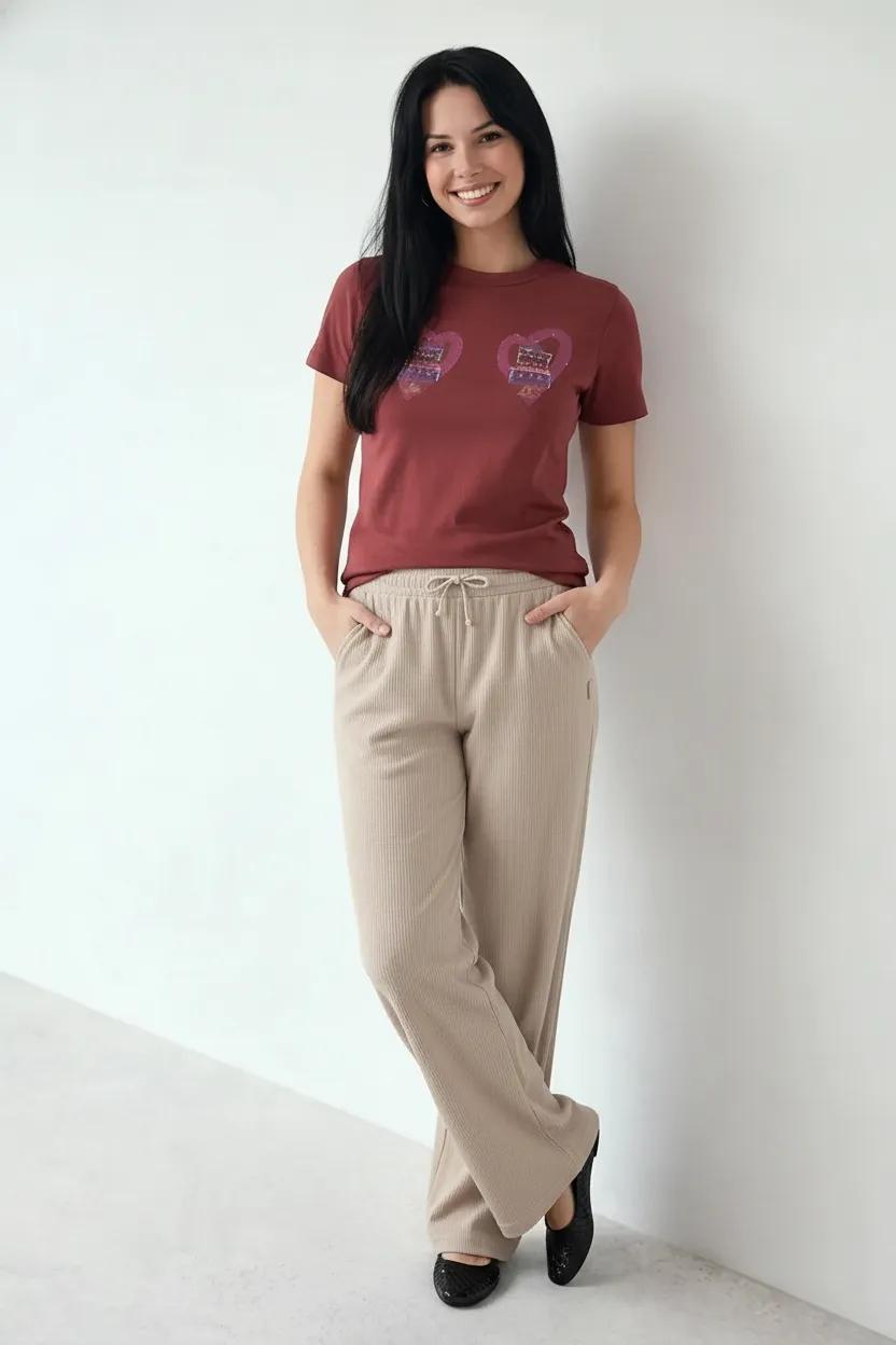 Women French Oak Regular Fit Textured Track Pants